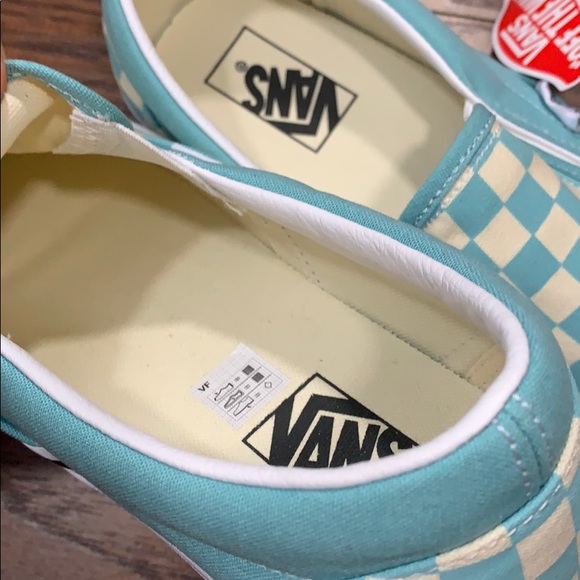 VANS CLASSIC SLIP-ON CHECKERBOARD Aqua Haze MEN’s - Picture 15 of 16